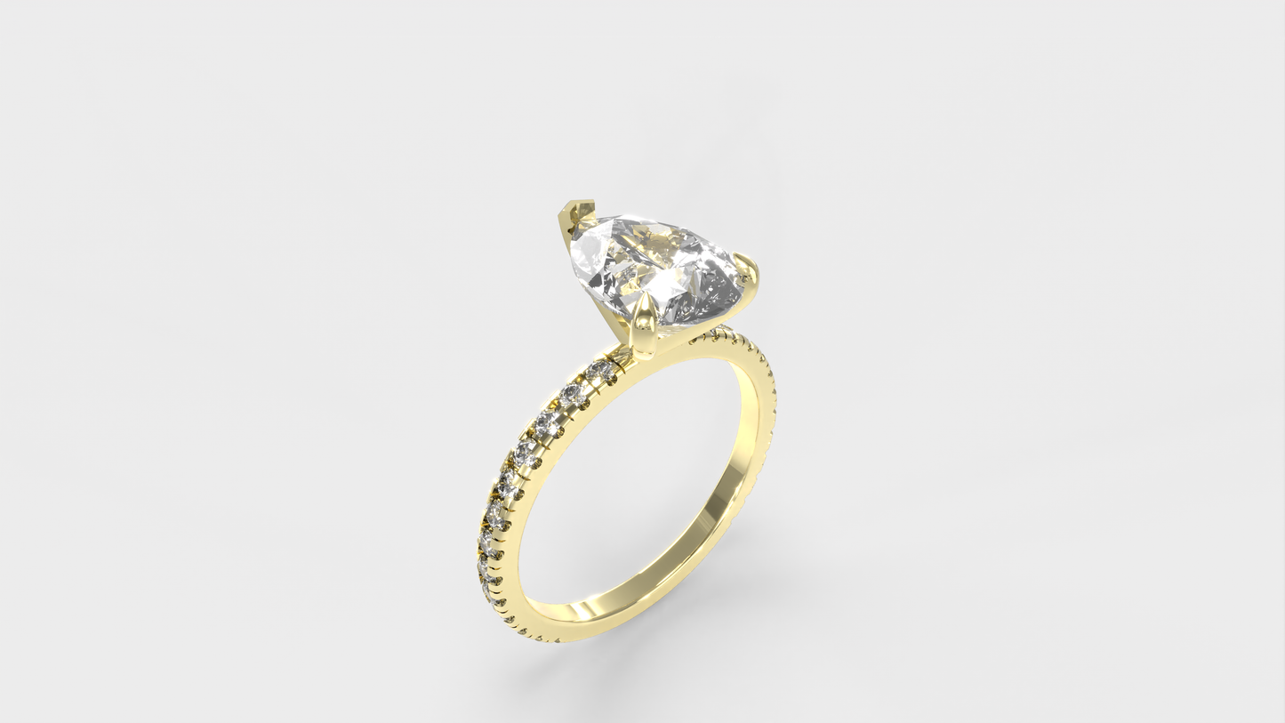 Anillo Moderno Pera con pave en banda