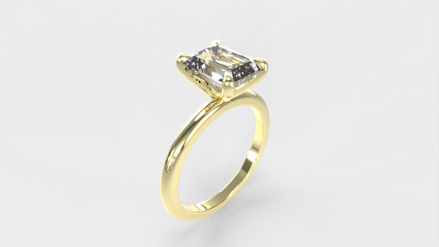 Anillo Solitario Esmeralda Clasico