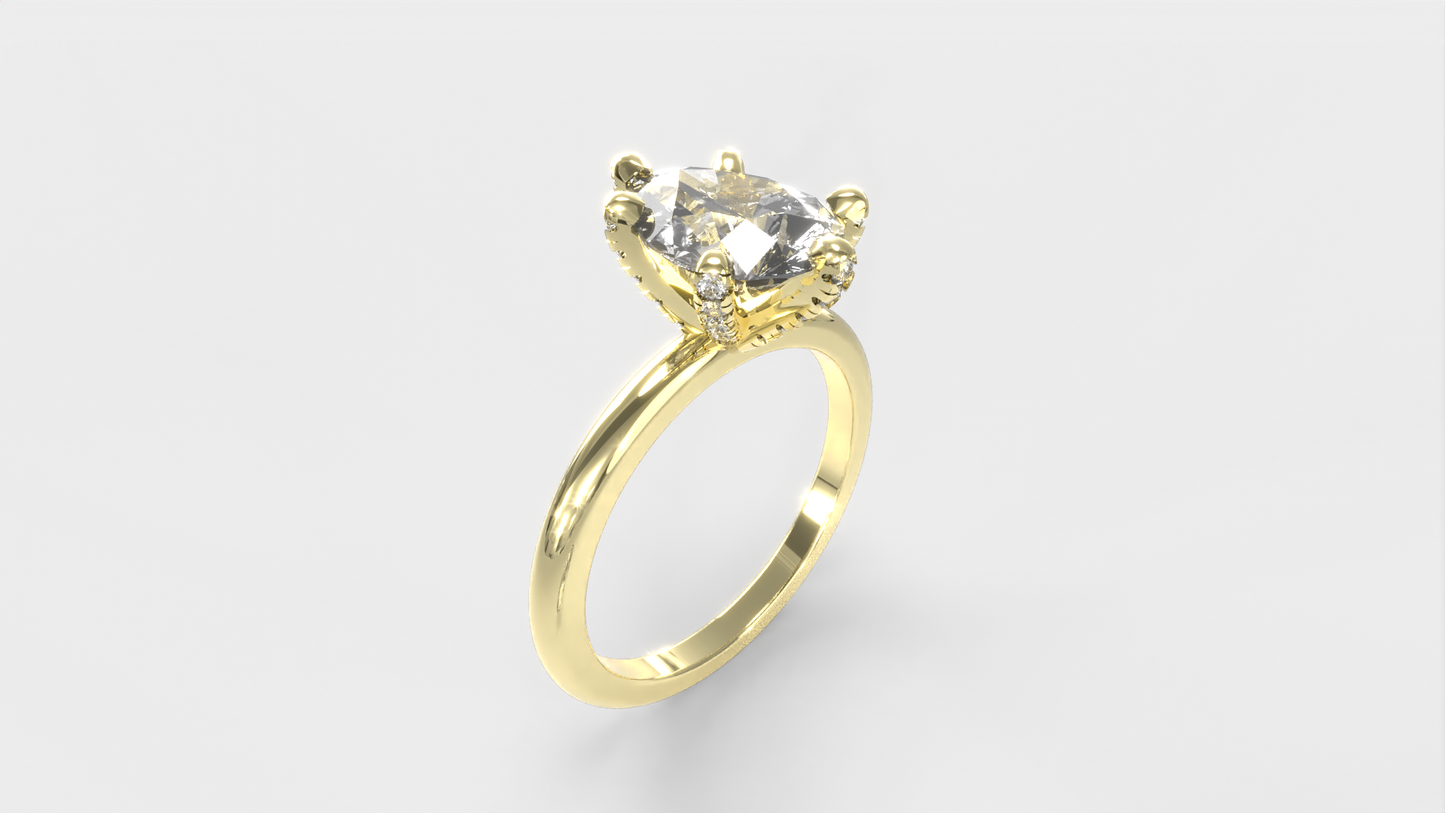 Anillo Solitario Pera con pave en prones