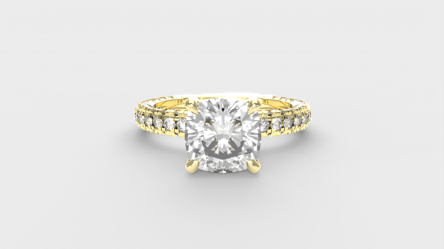 Anillo Trio Pave Cojin