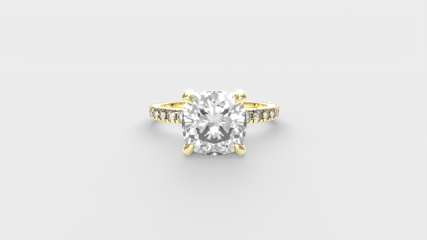 Anillo Moderno Cojin con pave en banda