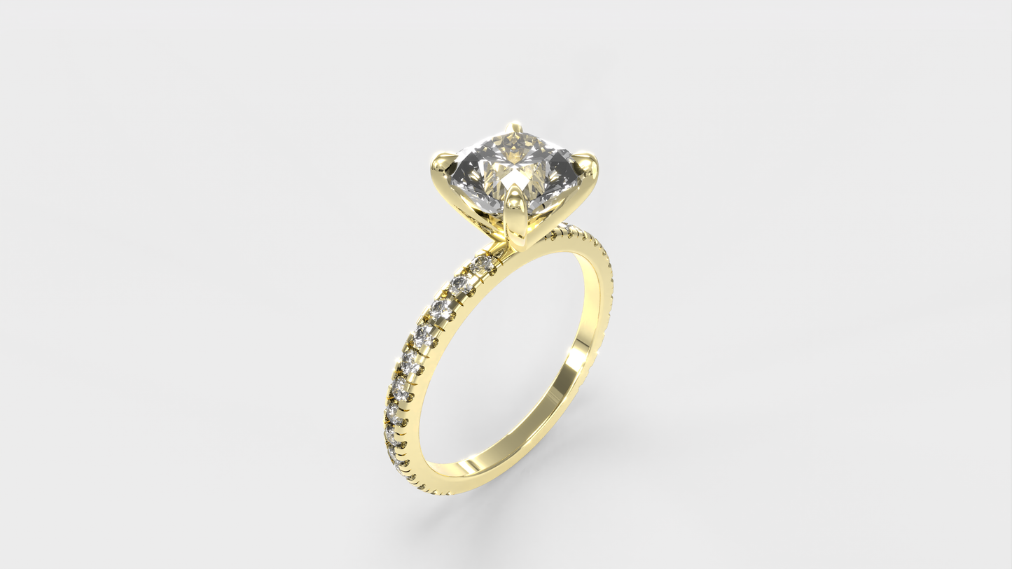 Anillo Moderno Cojin con pave en banda