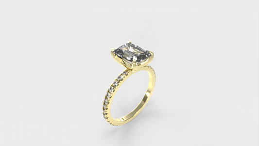 Anillo Moderno Esmeralda con Pave en Banda