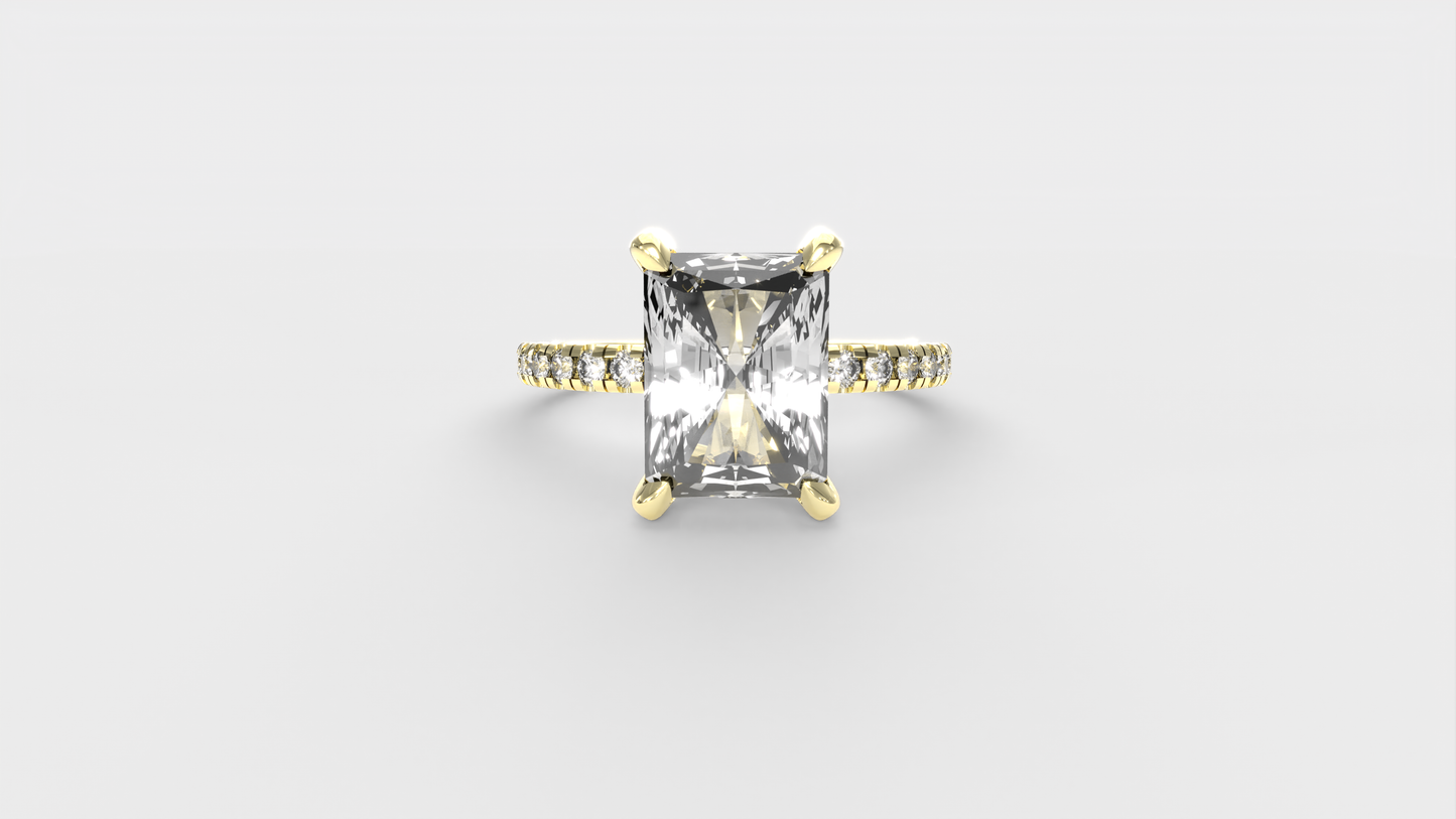 Anillo Moderno Radiante con pave en banda