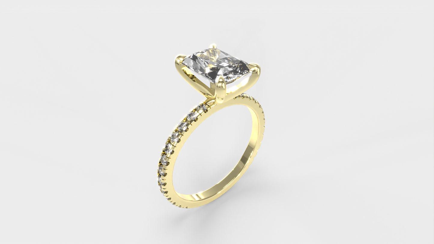 Anillo Moderno Radiante con pave en banda