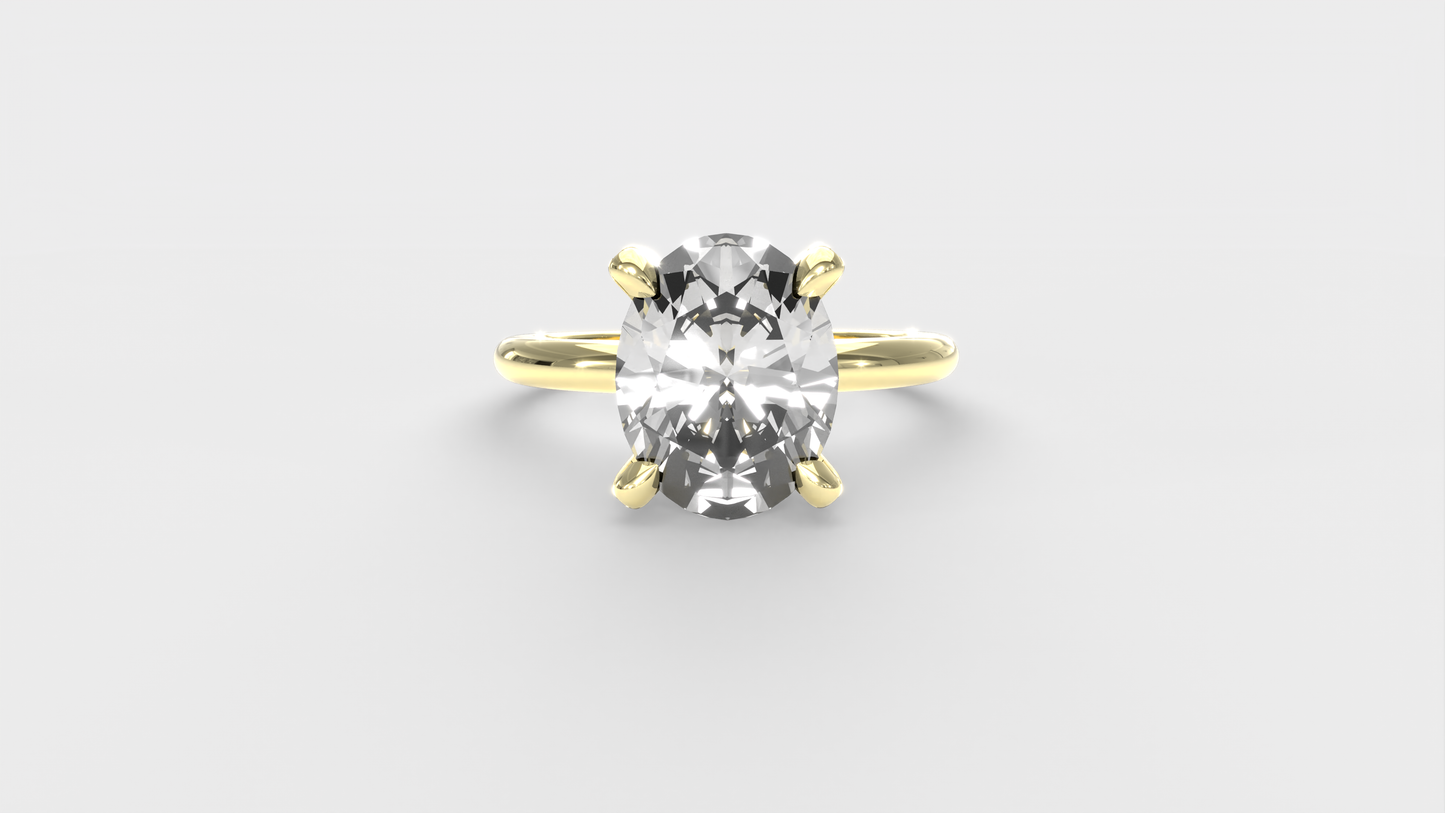 Anillo Solitario Ovalo con pave en prones