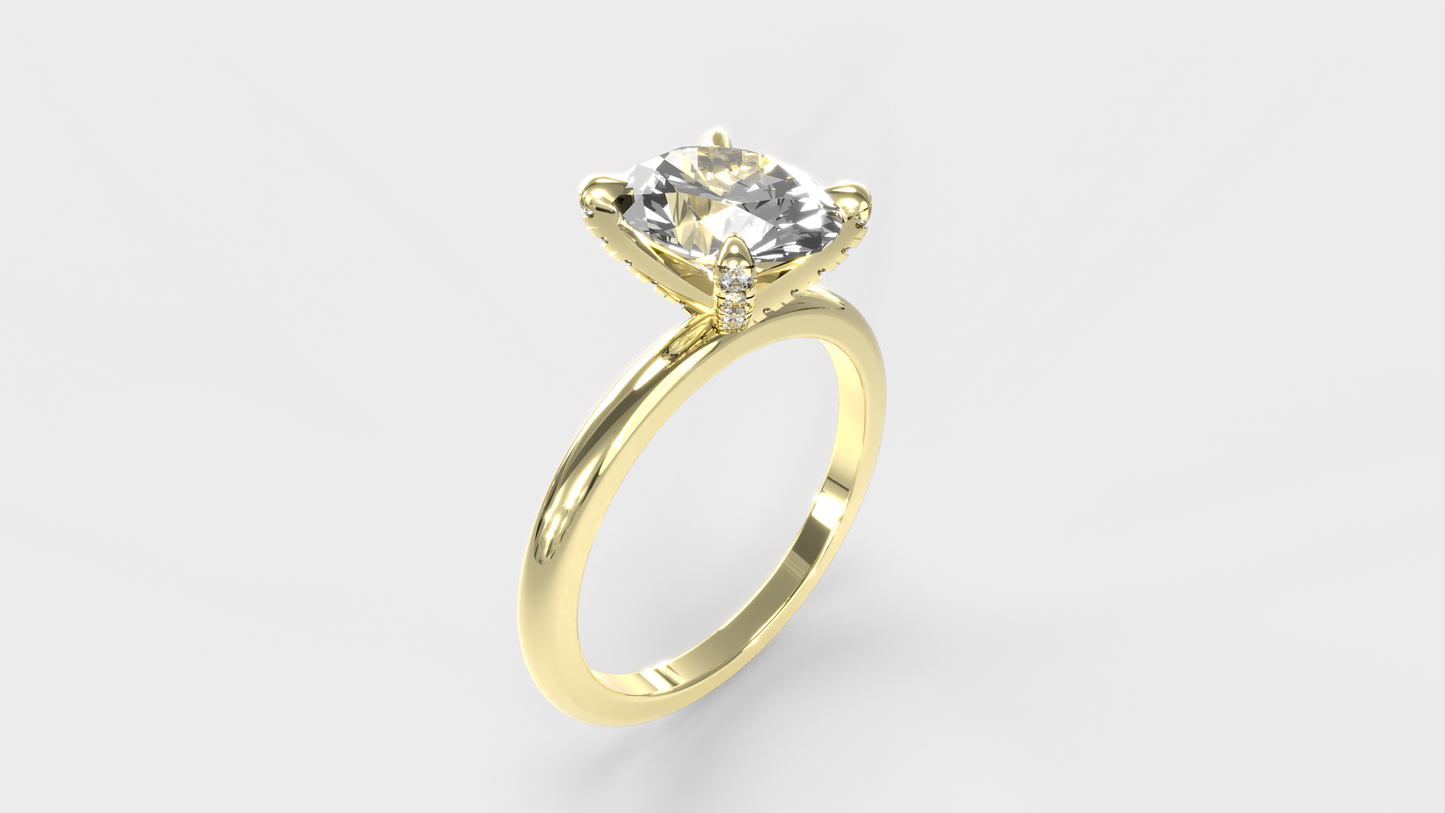 Anillo Solitario Ovalo con pave en prones