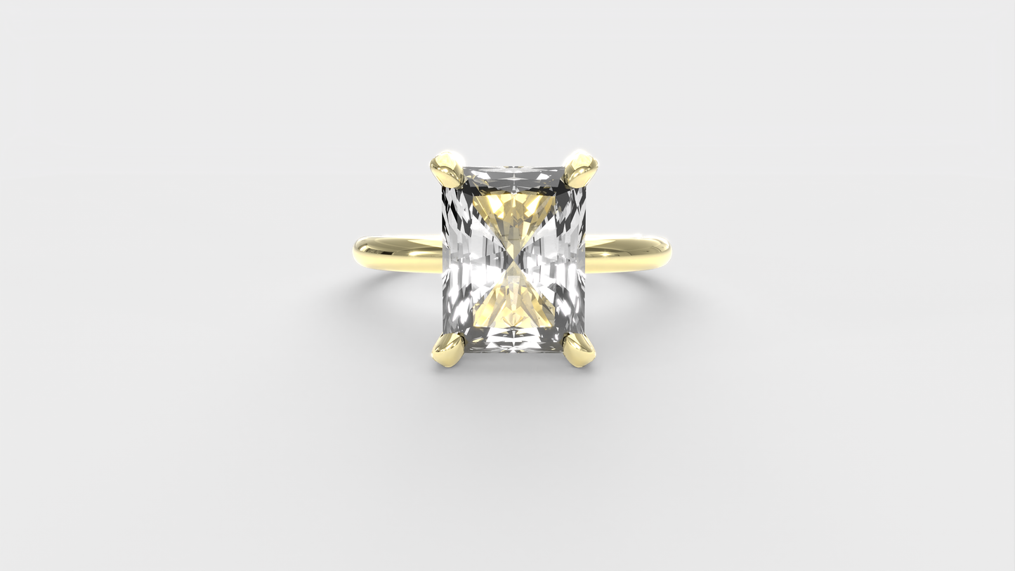 Anillo Solitario Radiante con pave en prones