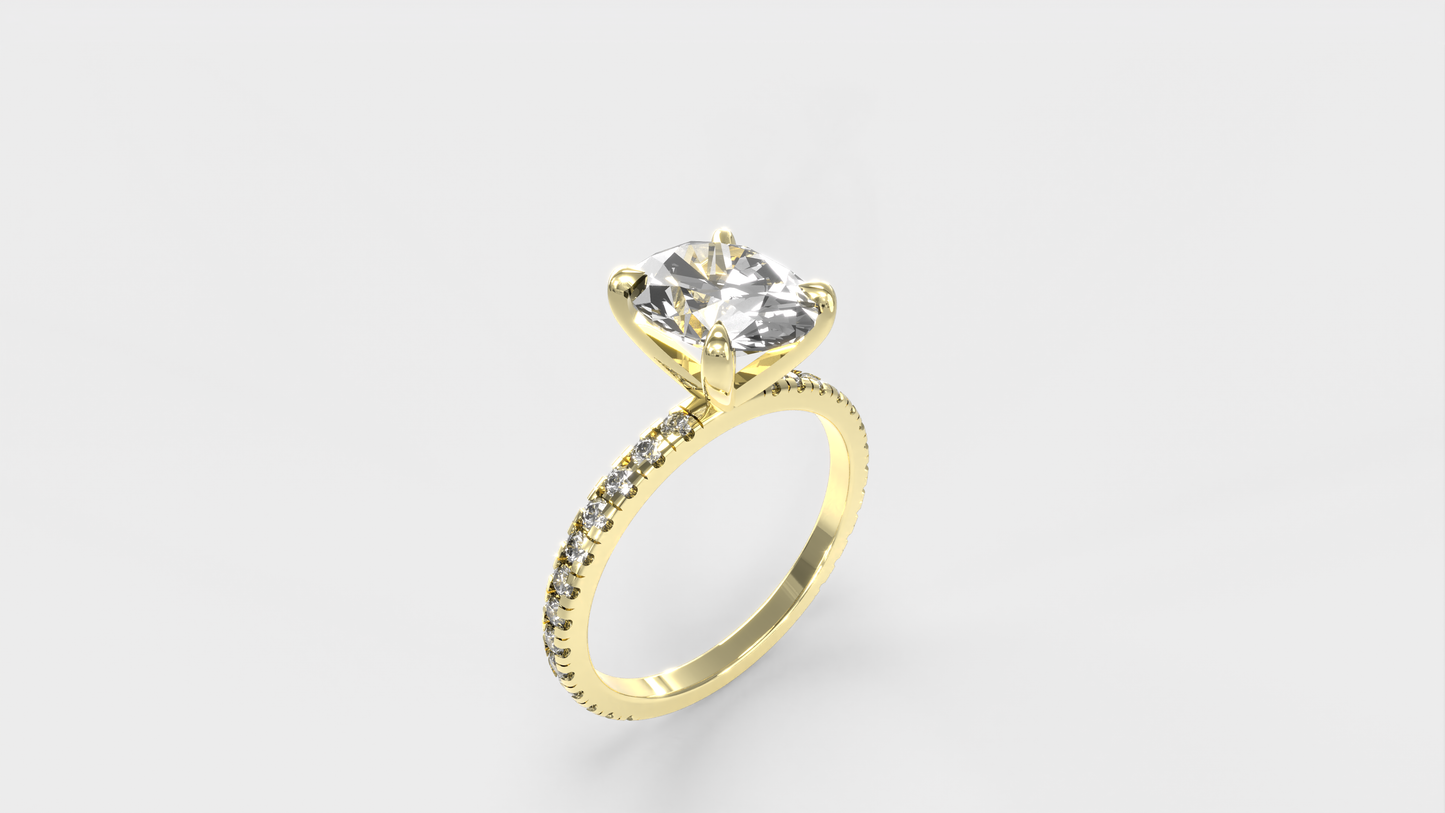 Anillo Moderno Ovalo con pave en banda