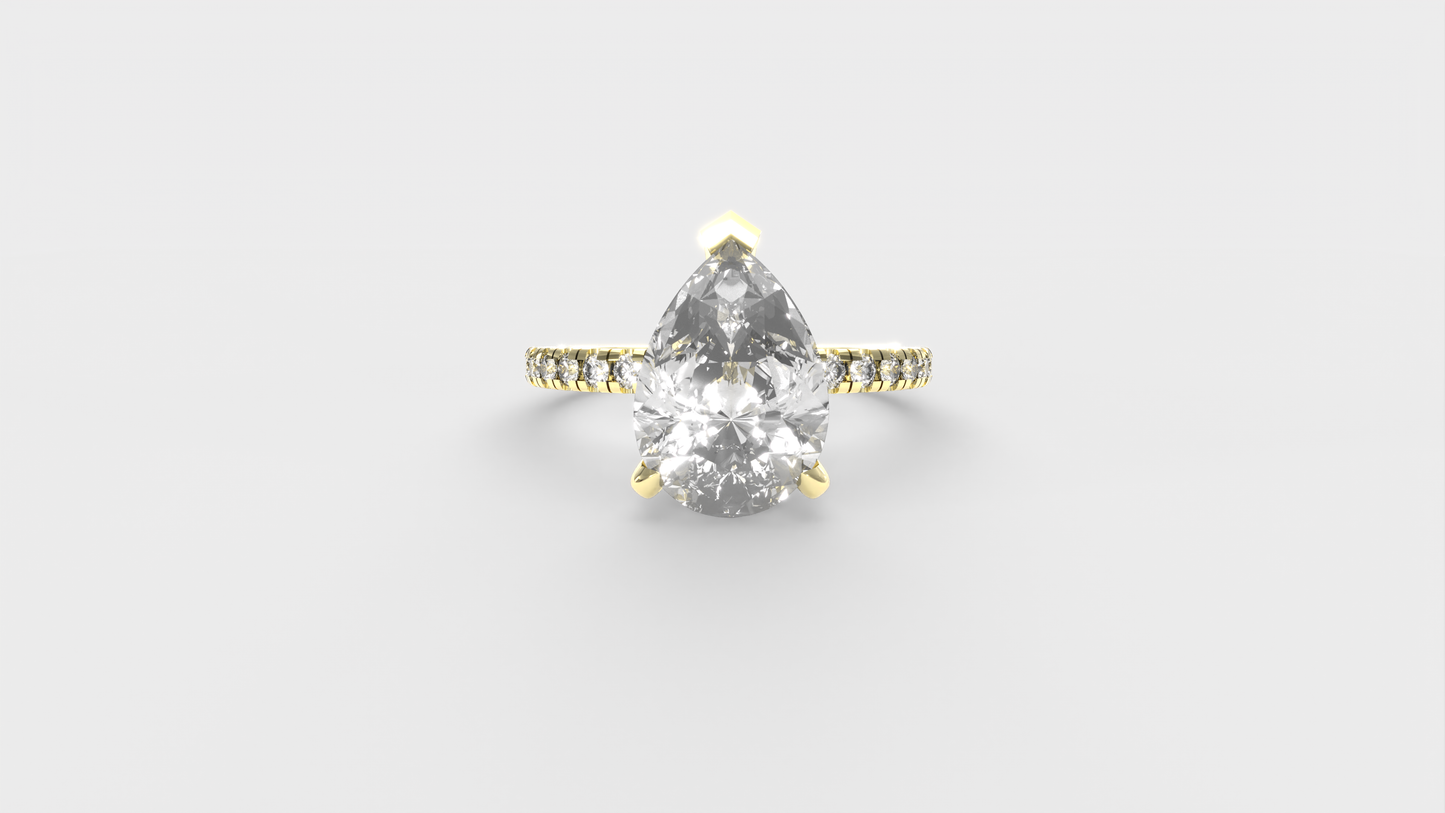 Anillo Moderno Pera con pave en banda