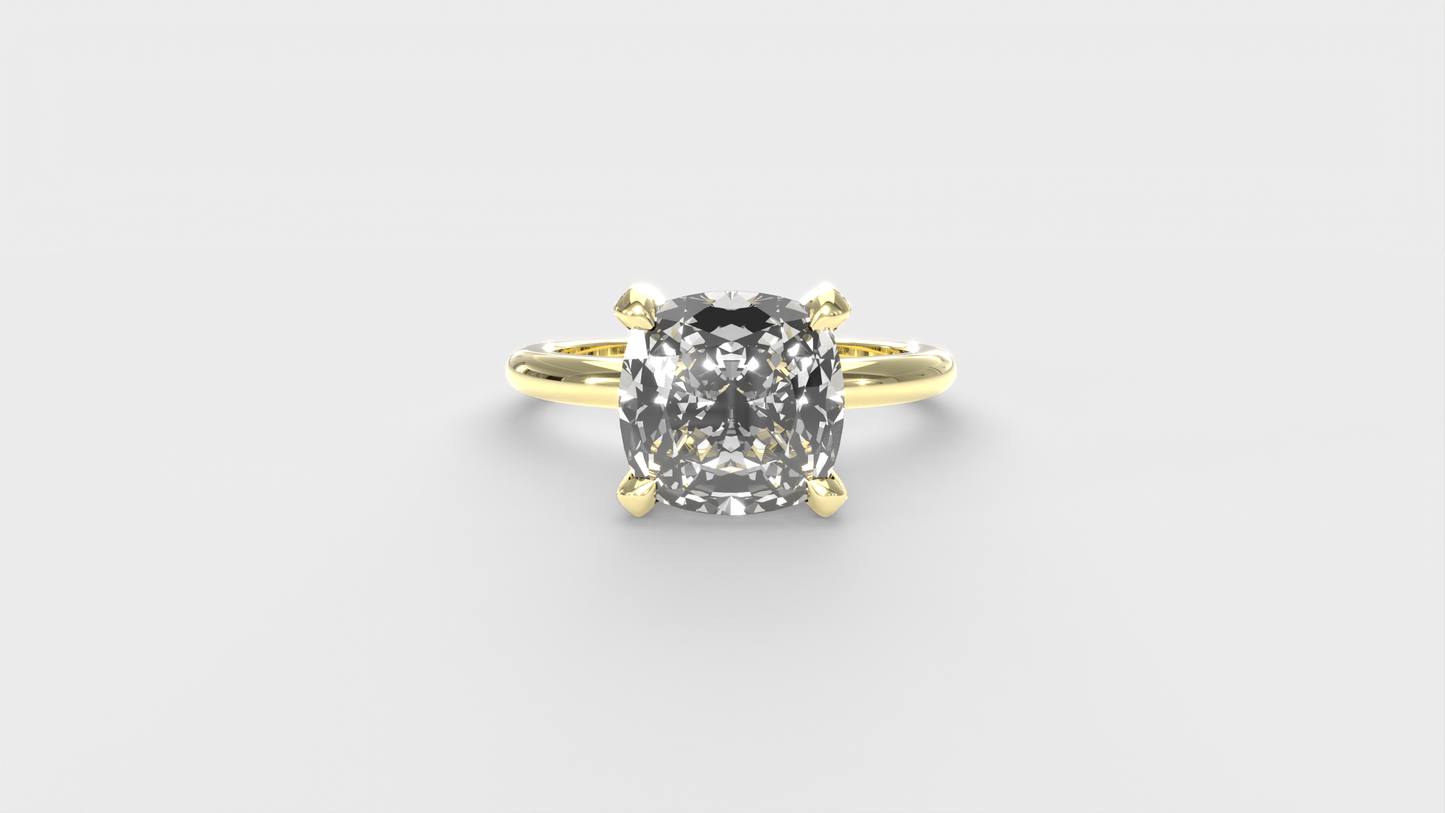 Anillo Solitario Cojin con pave en prones