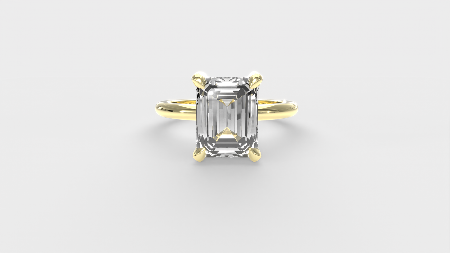 Anillo Solitario Esmeralda Clasico