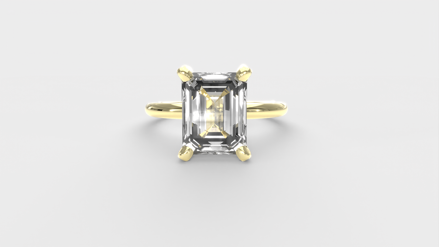 Anillo Solitario Esmeralda con Pave en Prones