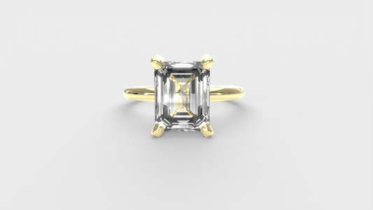 Anillo Solitario Esmeralda con Pave en Prones