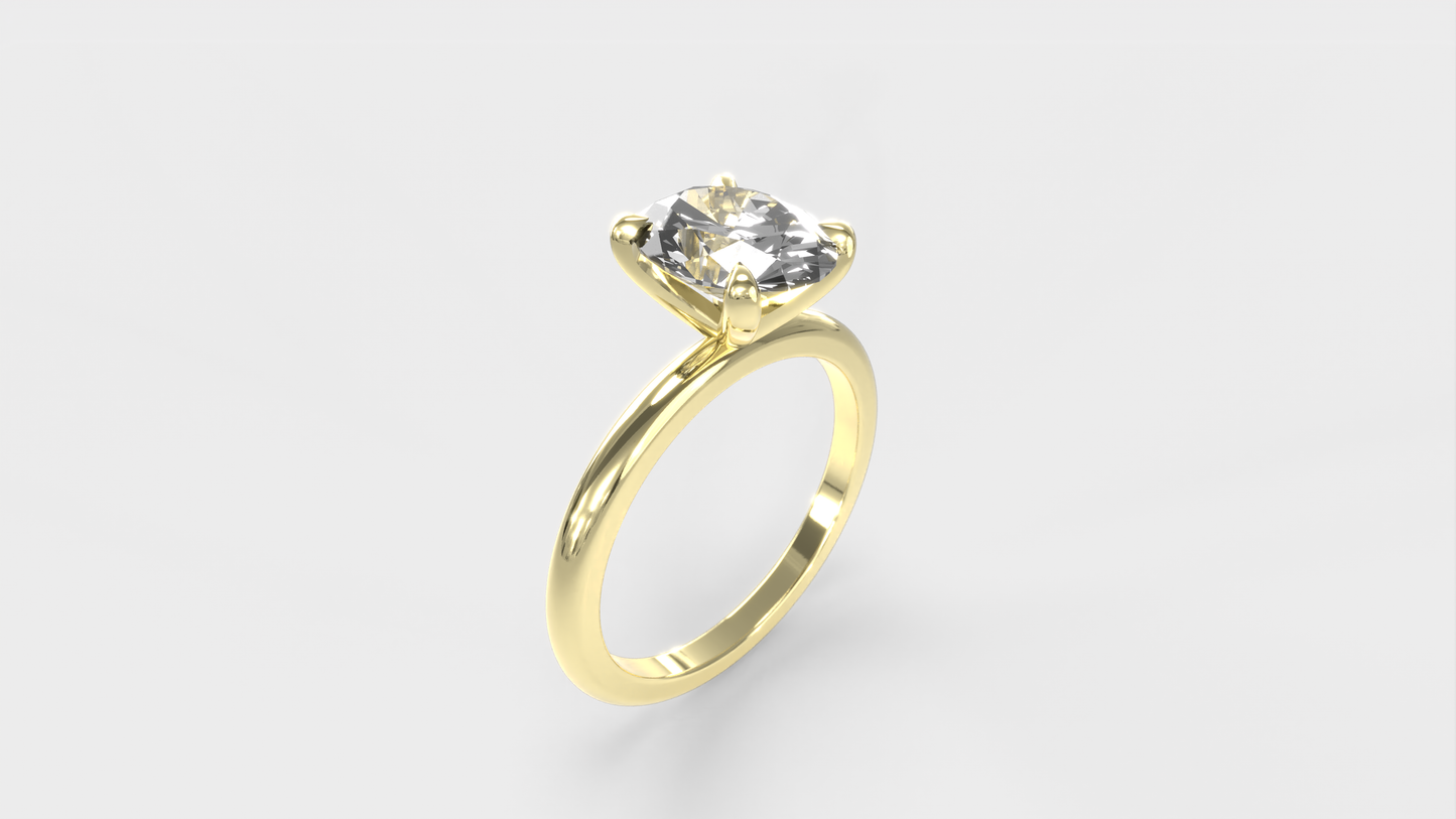 Anillo Solitario Ovalo Clasico