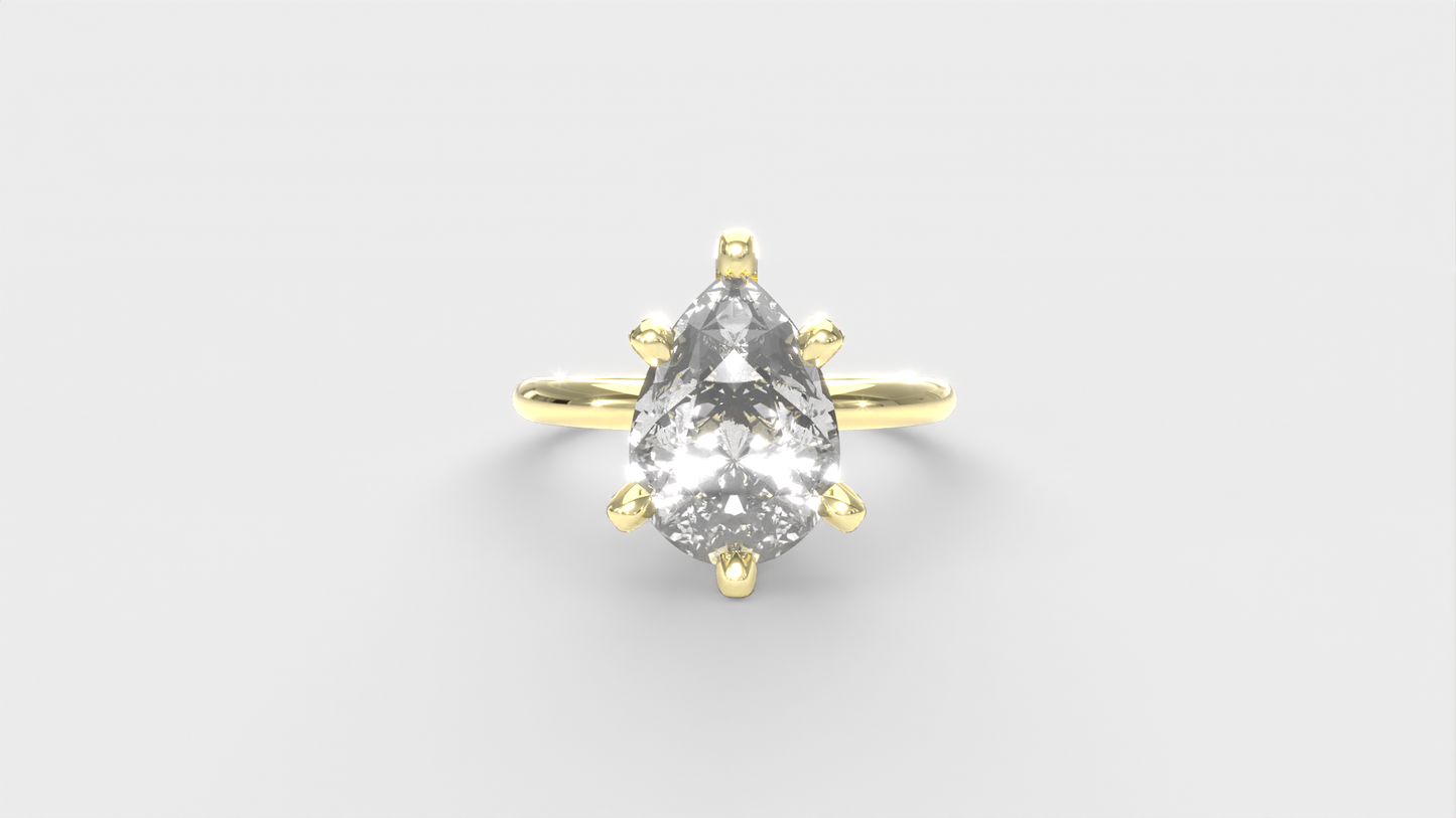 Anillo Solitario Pera con pave en prones