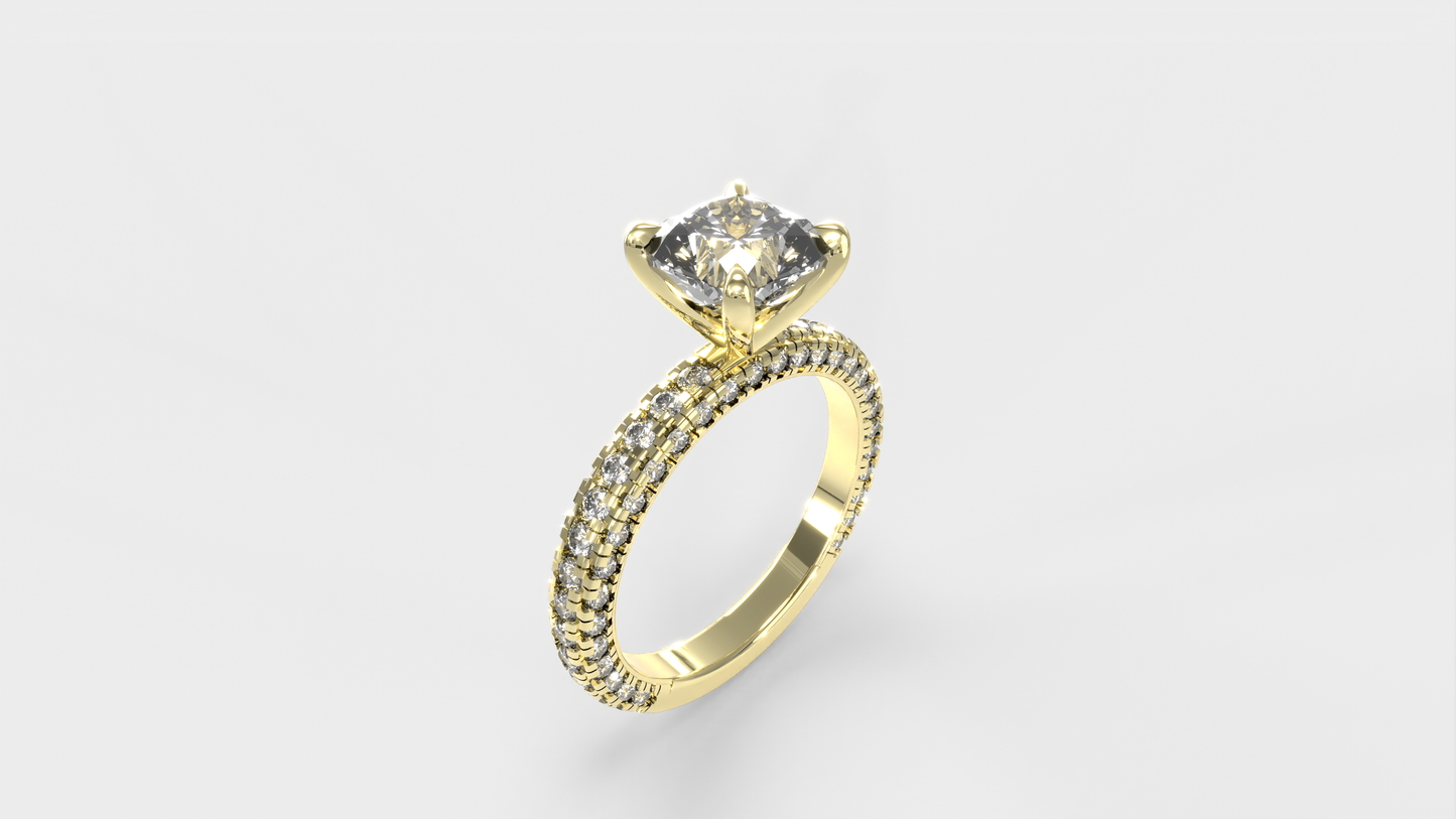 Anillo Trio Pave Cojin