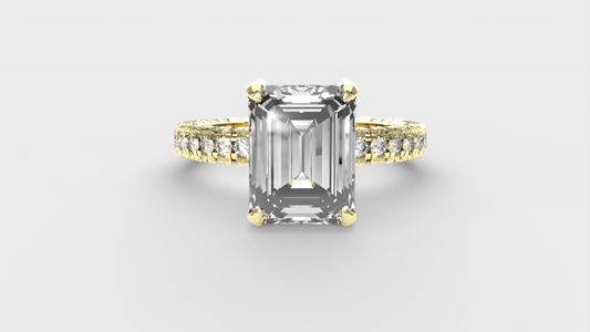 Anillo Trio Pave Esmeralda