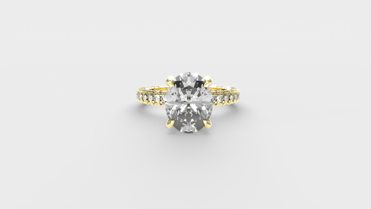 Anillo Trio Pave Ovalo