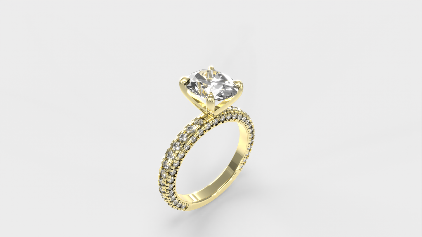 Anillo Trio Pave Ovalo